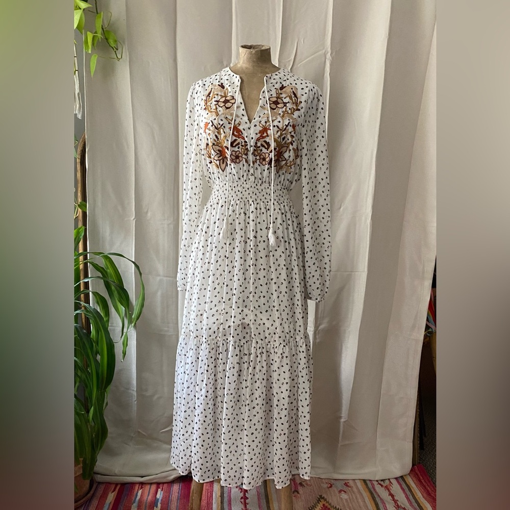 🥳 4 for $10 Elegant White Polka Dot Maxi Dress